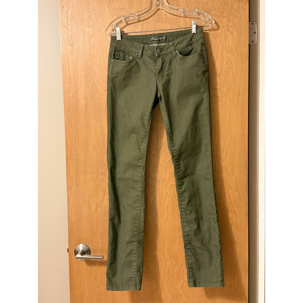 prAna Kara Jeans Womens Low Rise Slim Straight Organic Cotton Olive Green 4 27